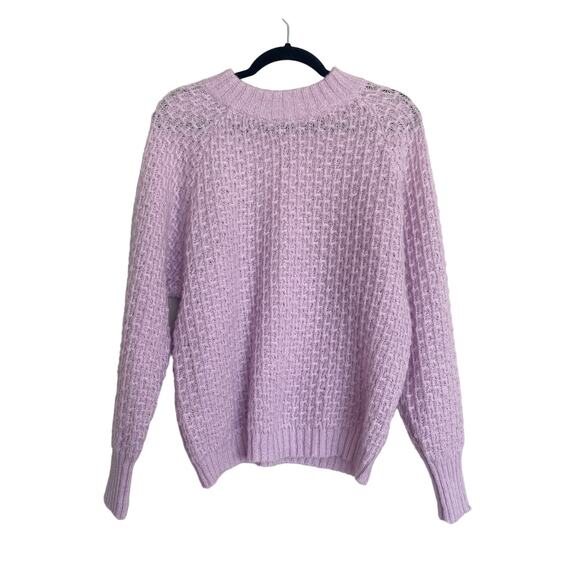 FRNCH Paris Crew Neck Pointelle Knit Sweater Lavender Sweater Size S/M - Picture 2 of 6